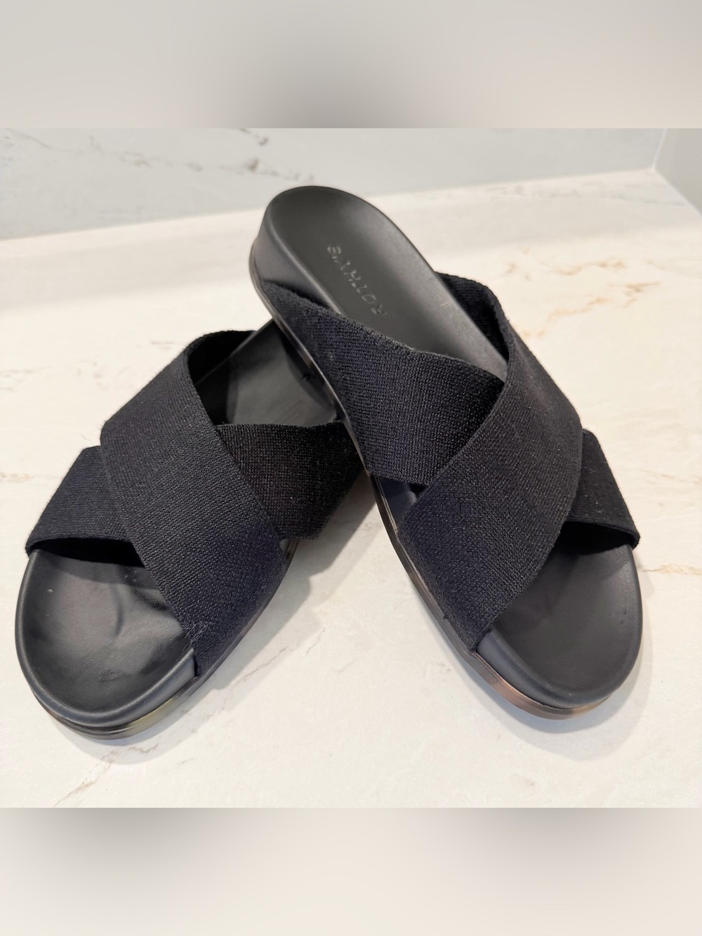Rothy's Black Crisscross Slide Sandals